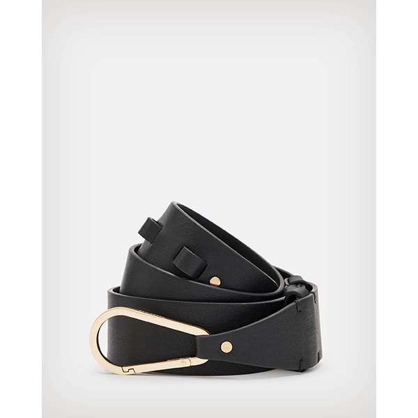 Allsaints Australia Womens Coleen Carabiner Leather Belt Black/Brass AU08-693